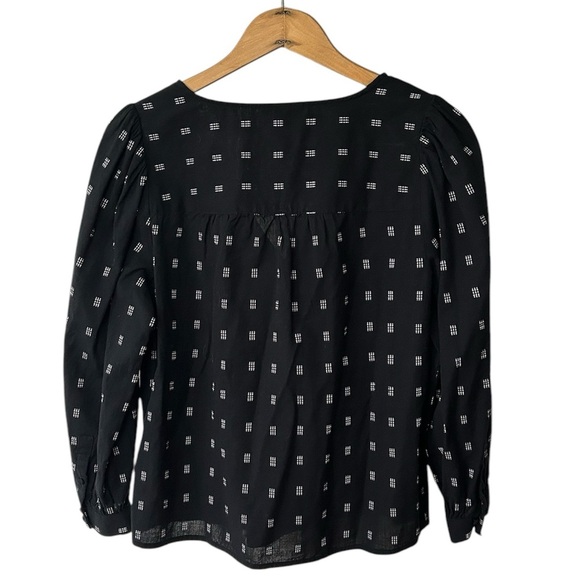 Madewell | Women’s black v-neck snap/button front puffer sleeve top, size XS - Picture 5 of 16